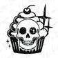 a cupcake with a skull on top of it