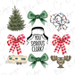 a set of christmas clip art with bows and a tree