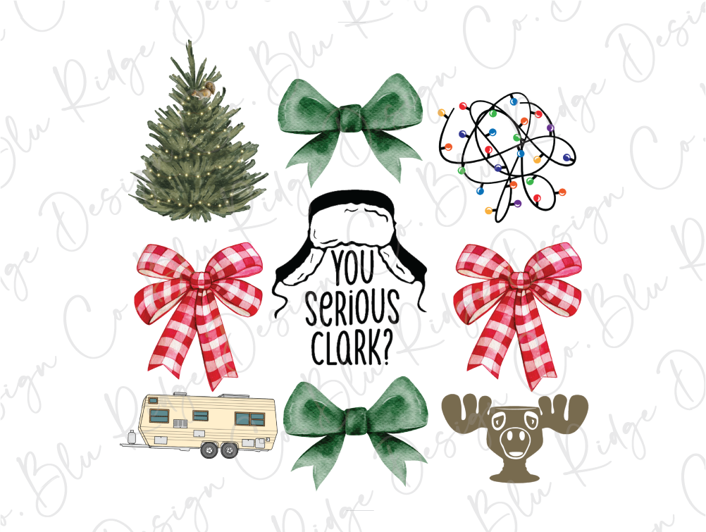 a set of christmas clip art with bows and a tree