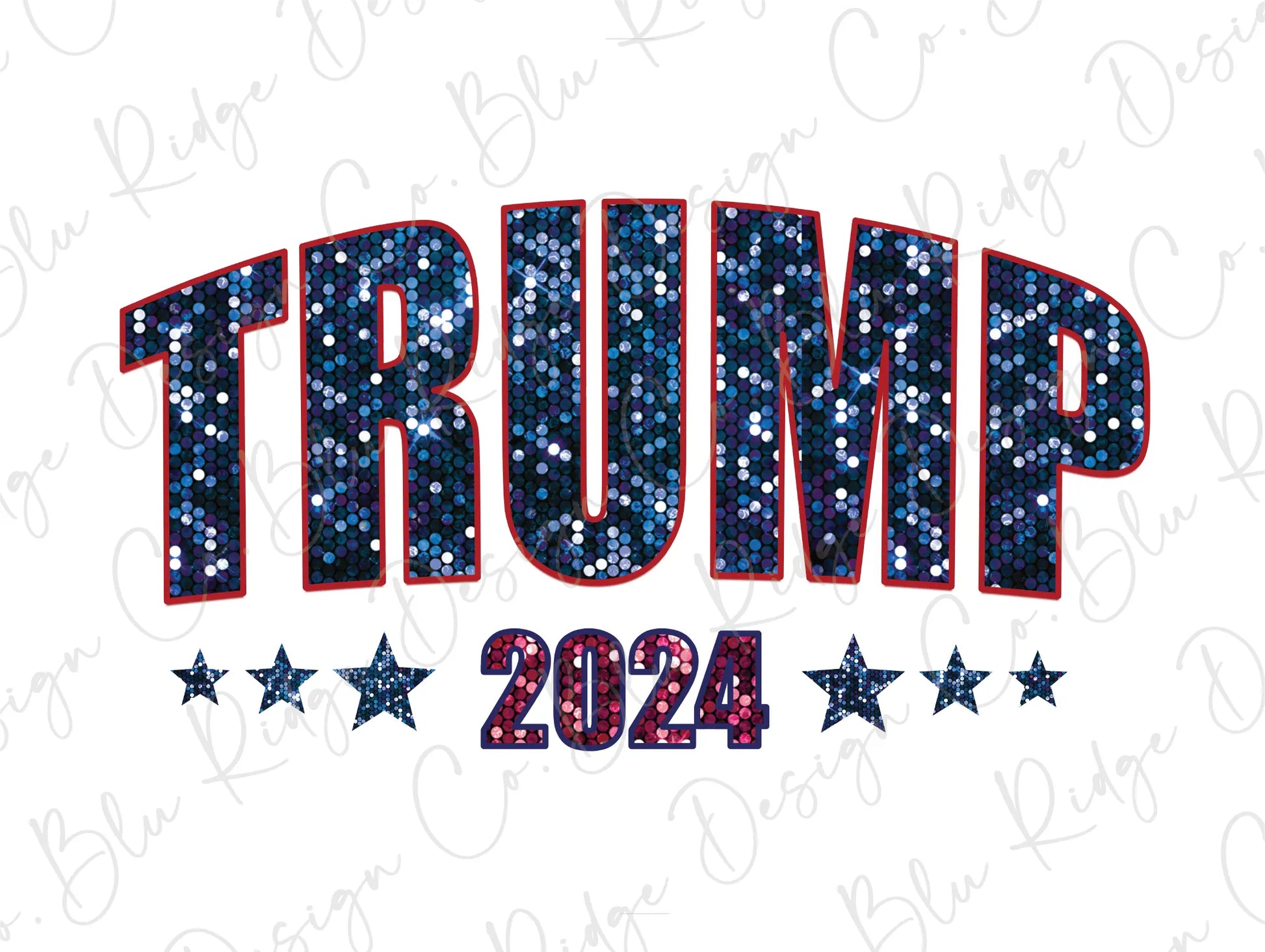 a white shirt with the words trump in red, white, and blue stars