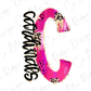 A pink and leopard print letter 'C' with the word "Cardinals" written in cursive below it.