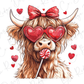 a cow with heart shaped glasses and a lollipop