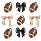 a set of six footballs with bows