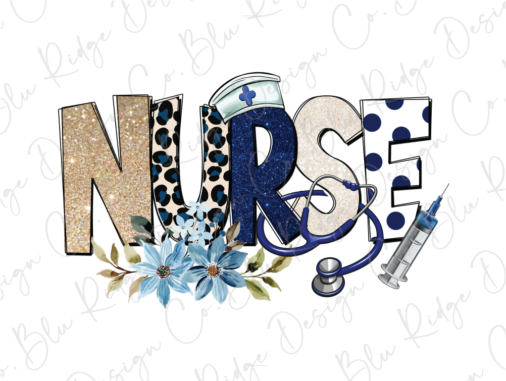 the word nurse is surrounded by flowers and a stethoscope