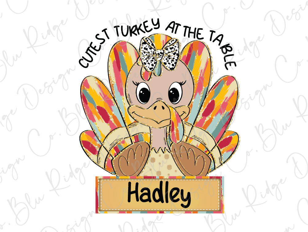 a turkey with a name tag on it