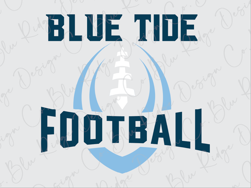 the text "BLUE TIDE FOOTBALL" along with a stylized football graphic.