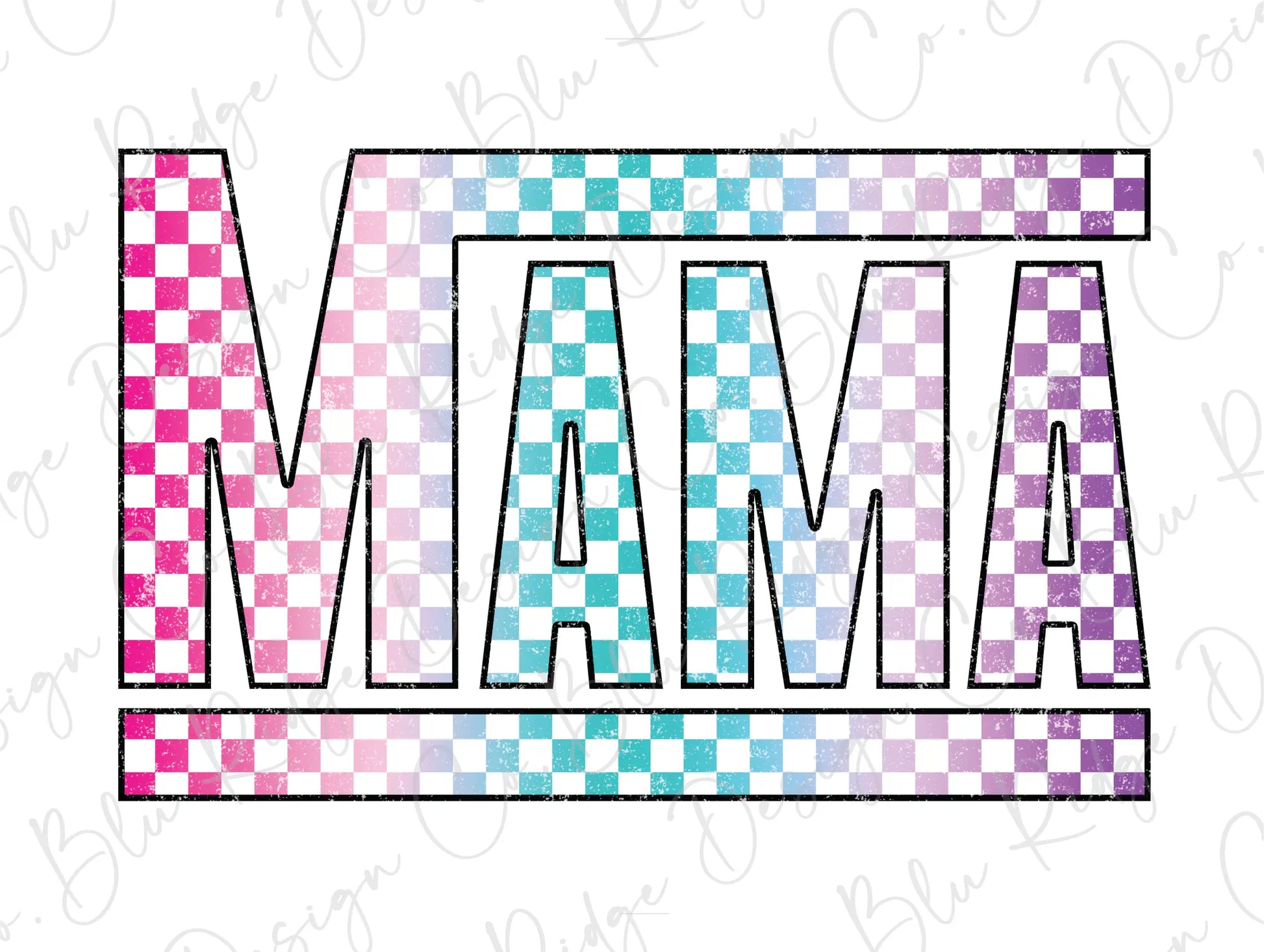 the word mam with a checkered pattern