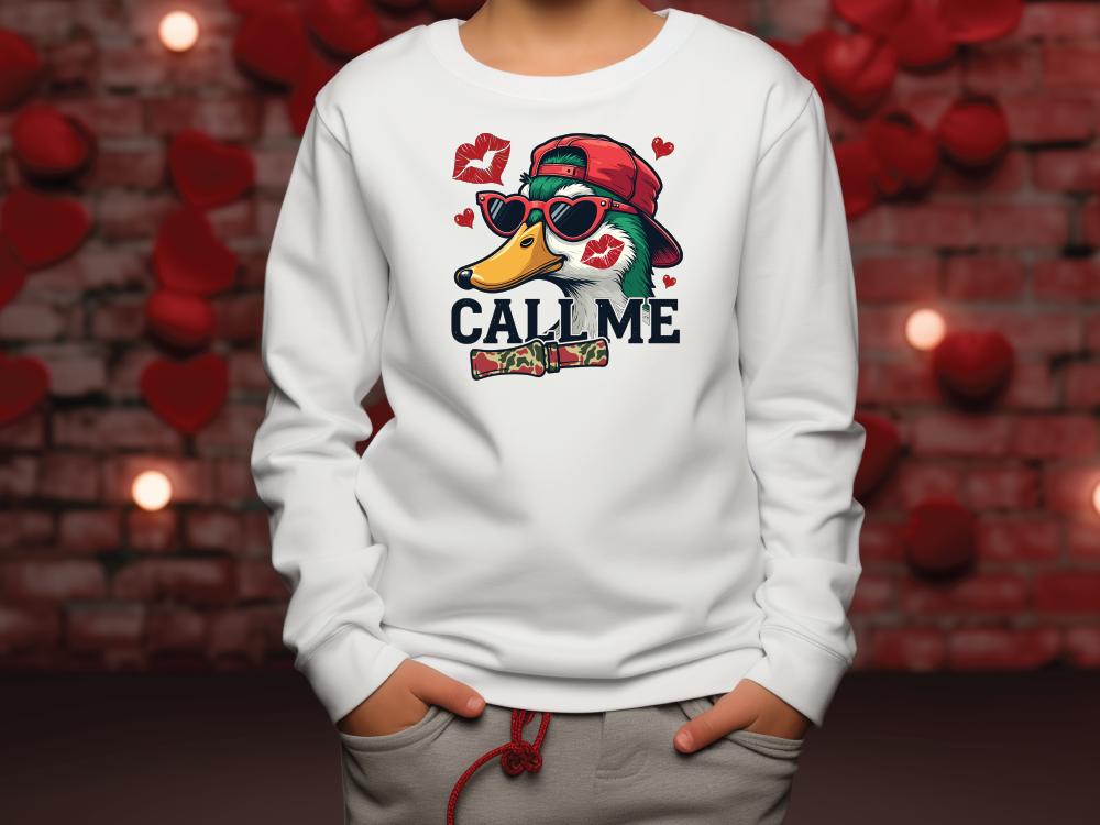 Call Me Valentines Day Duck Graphic T-Shirt
