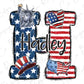 a patriotic letter with a lady liberty design