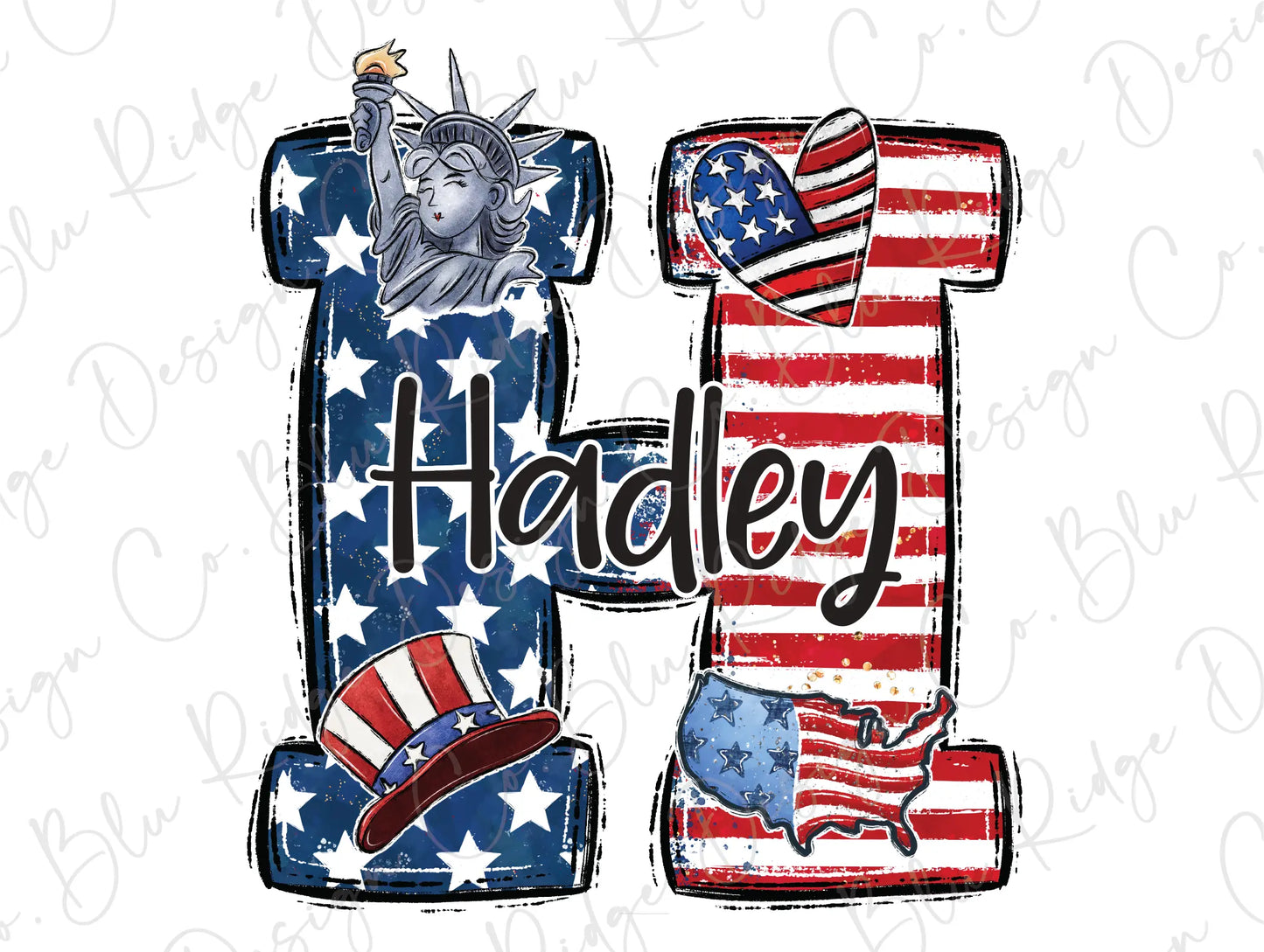 a patriotic letter with a lady liberty design