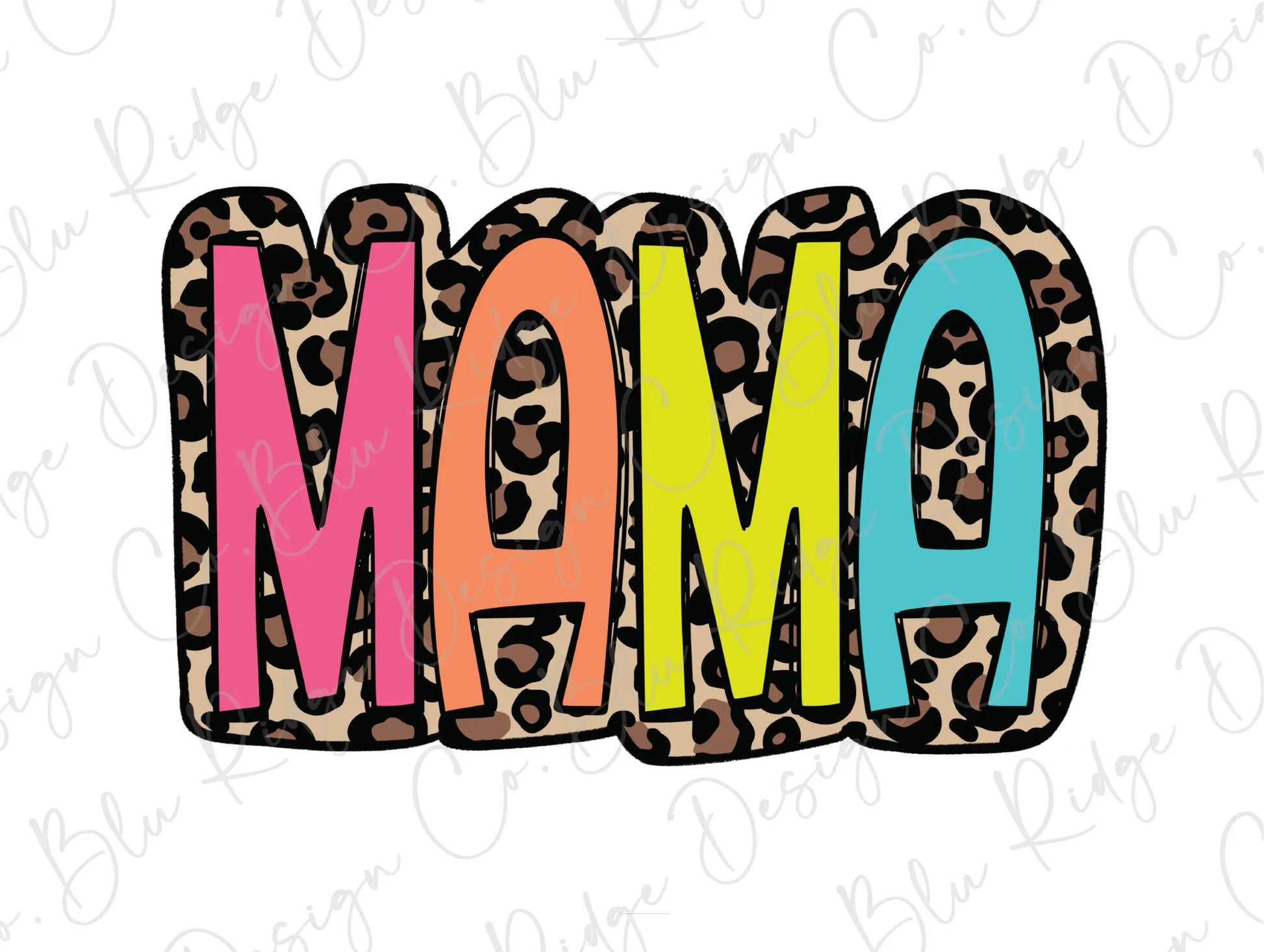 a leopard print word with the word mom on it