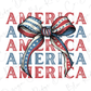 a red, white and blue bow with the words america on it