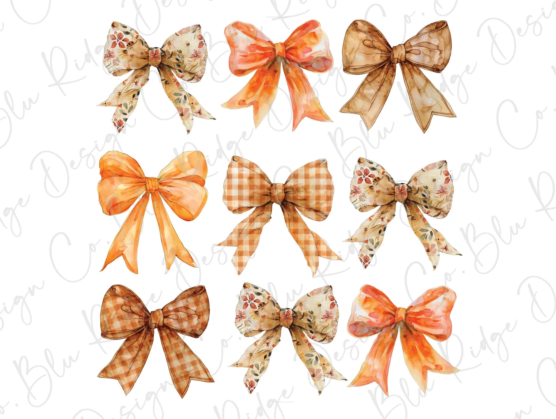 a set of six bows with different patterns