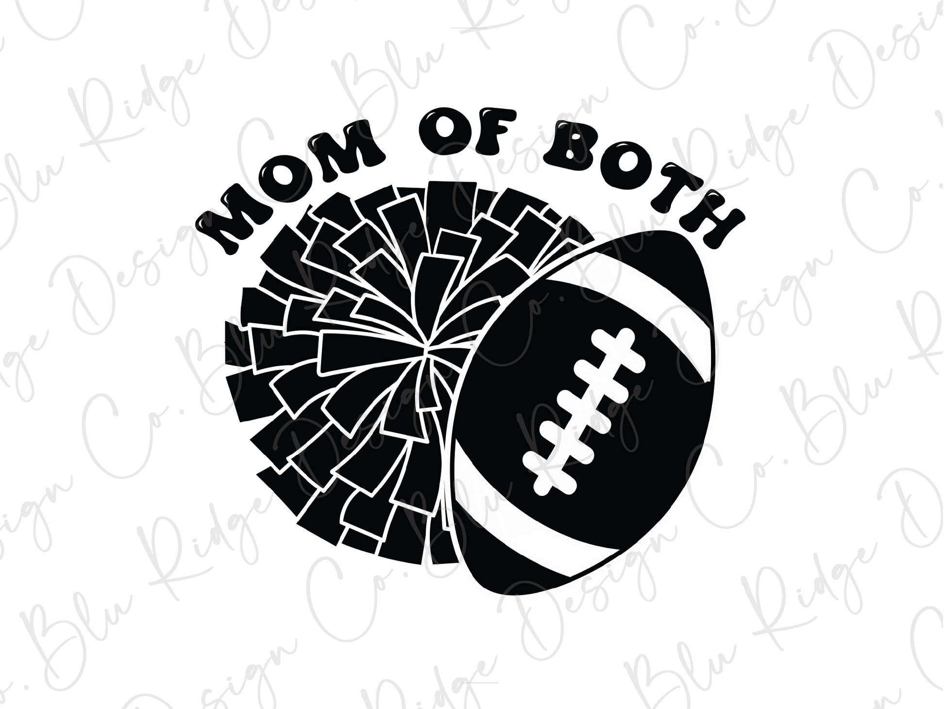 a football with the words mom of both on it