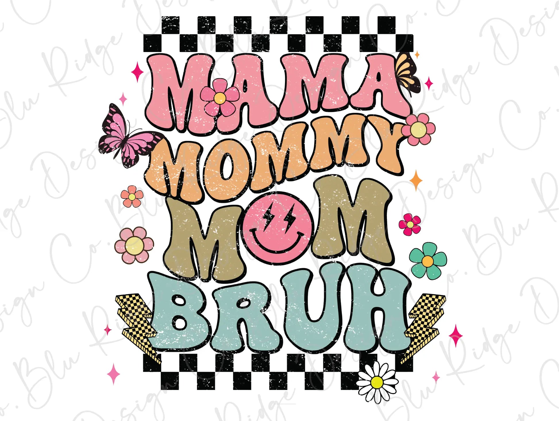 a mom and her child's name on a checkered background