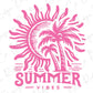 a pink logo with a palm tree and the words summer vibes