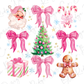 Pink Coquette Christmas Tree Bow Graphic T-Shirt