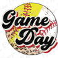 a baseball with the words game day on it