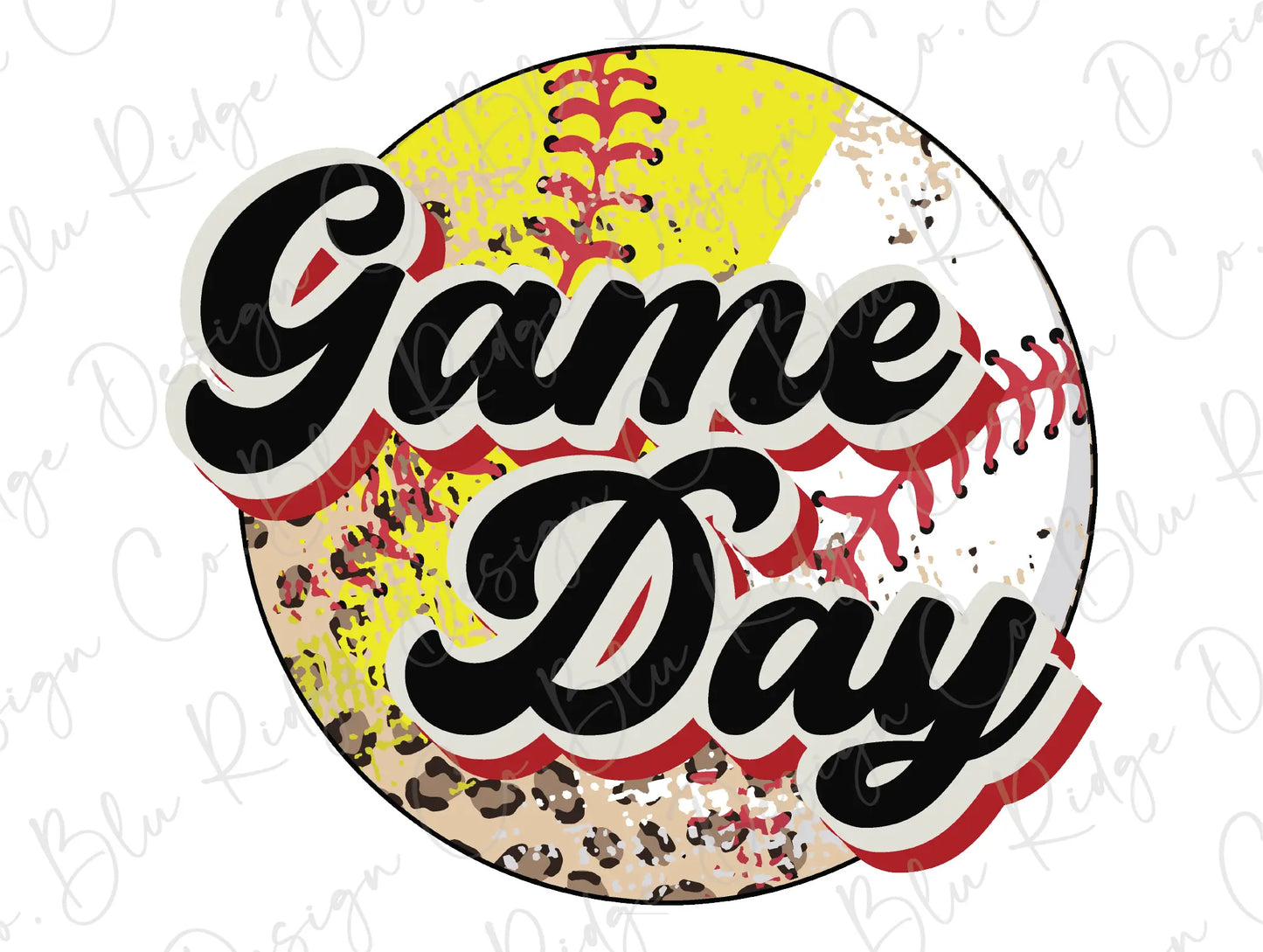 a baseball with the words game day on it