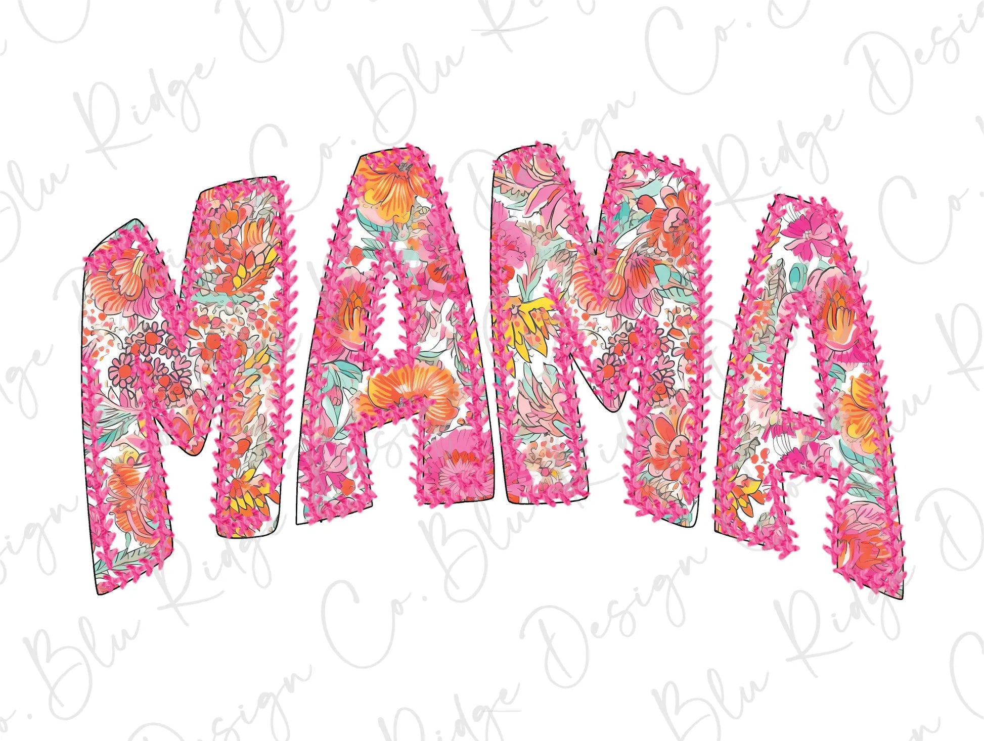 the word mama is made up of flowers and leaves