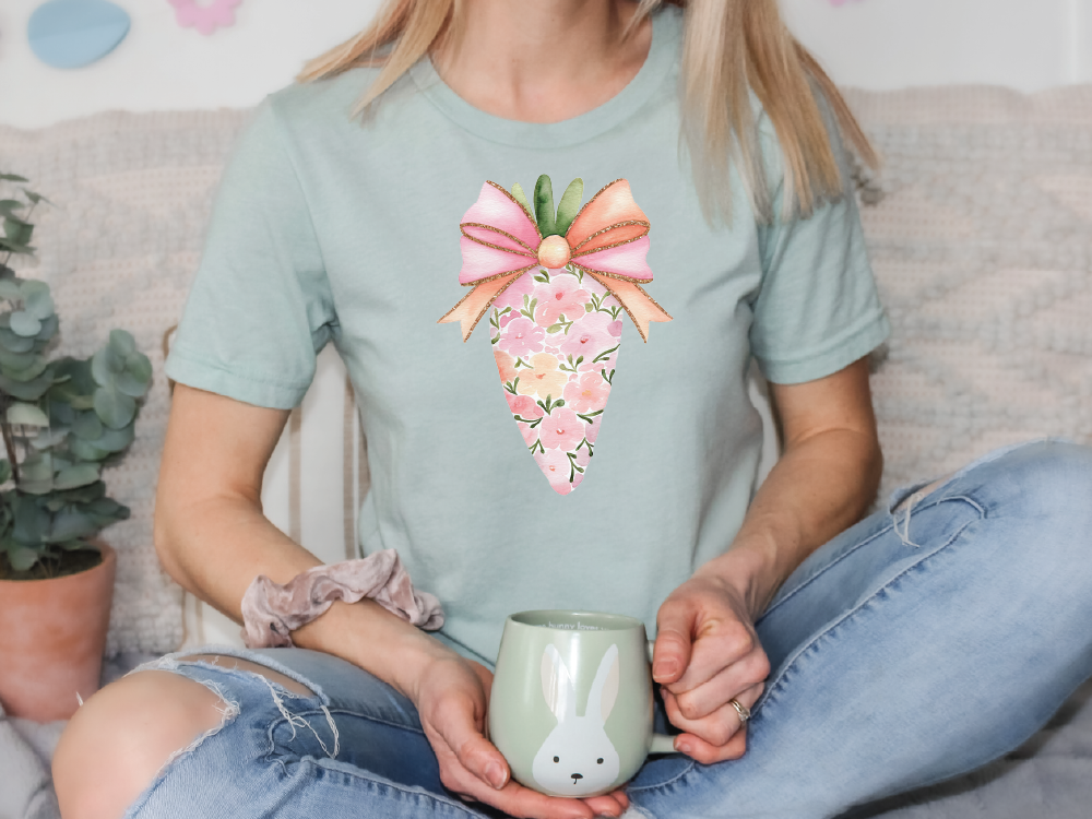 a woman sitting on a couch holding a cup