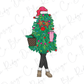 a woman in a christmas tree costume