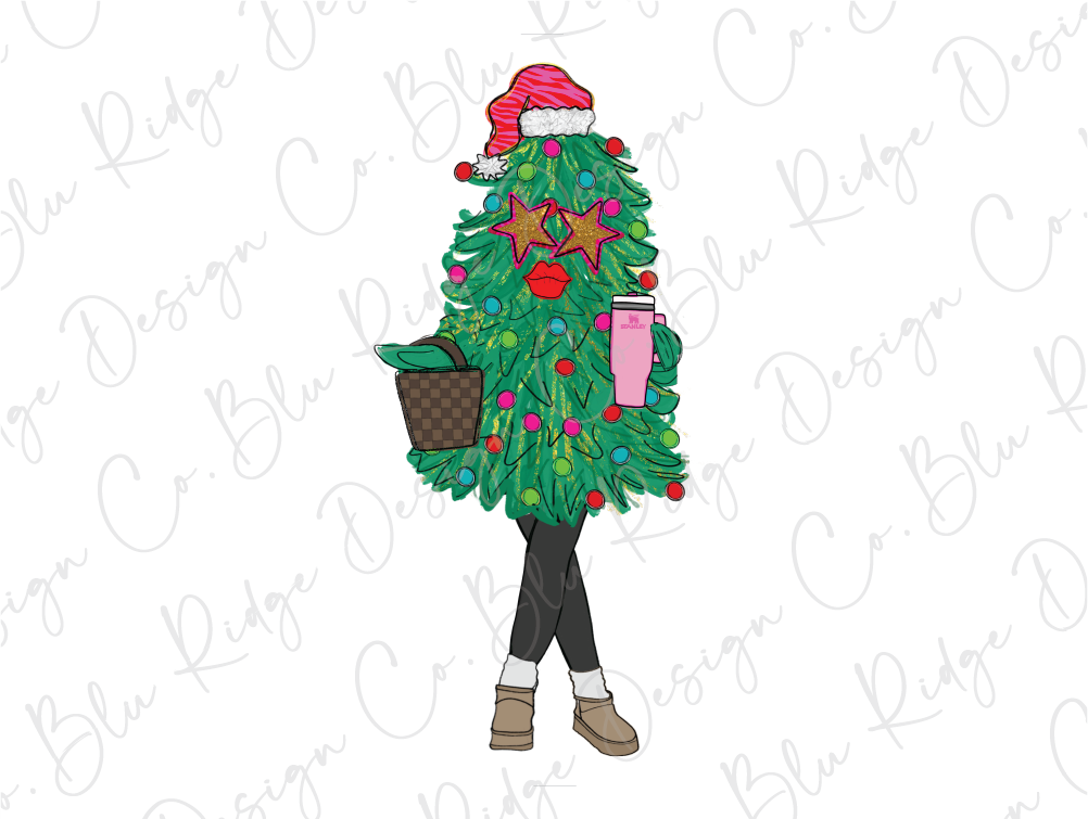 a woman in a christmas tree costume