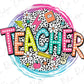 the word teacher is surrounded by colorful letters