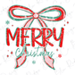 a festive Christmas-themed design with a large red bow and the text "MERRY CHRISTMAS" prominently displayed.