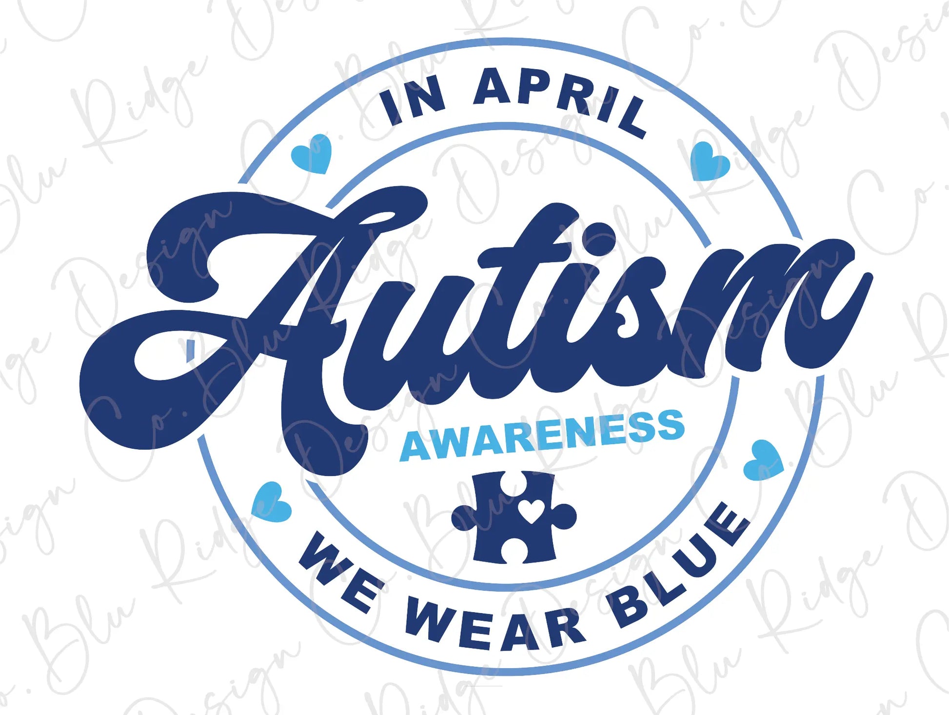 a blue and white sign that says autism awareness we wear blue