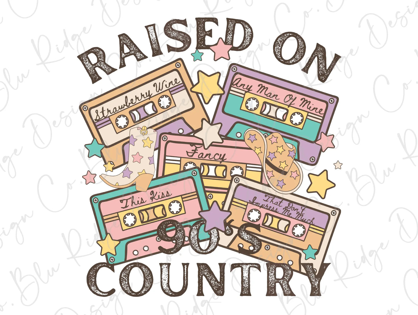 a bunch of cassette tapes with the words raised on country