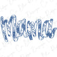 the word mama written in blue ink on a white background