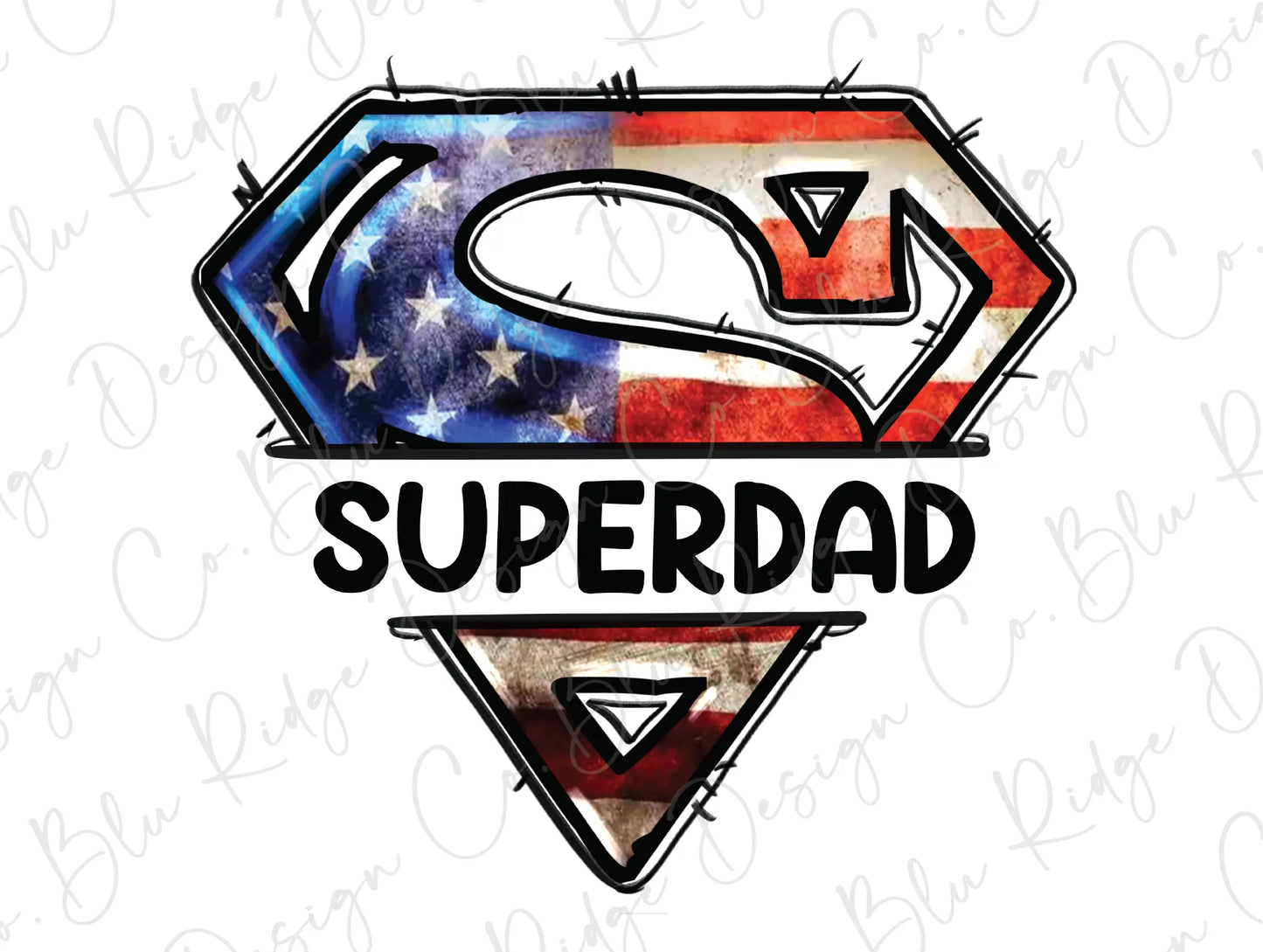 a superman logo with the american flag in the background