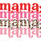 Valentine's Day Mama Mama Mama Pink Leopard Hearts Graphic T-Shirt