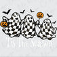 Tis The Season Checkered Halloween Ghost Graphic T-Shirt