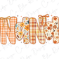 a creative arrangement of fabric shapes in various colors and patterns, forming the word "NAN".