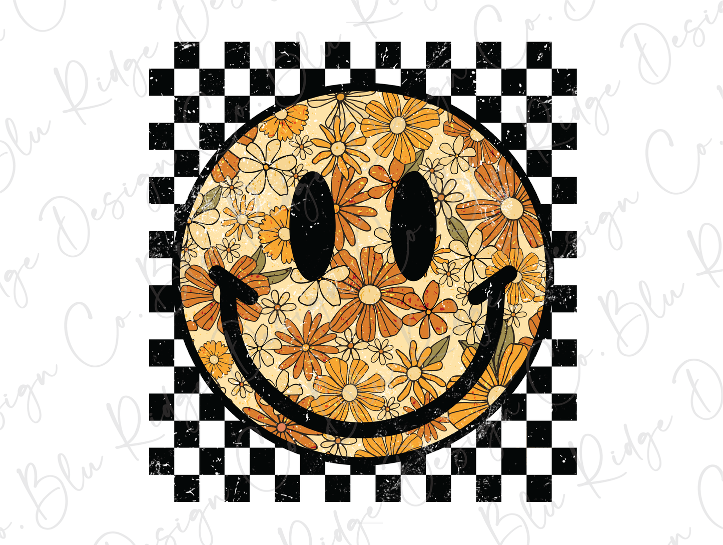 a picture of a smiley face on a checkered background