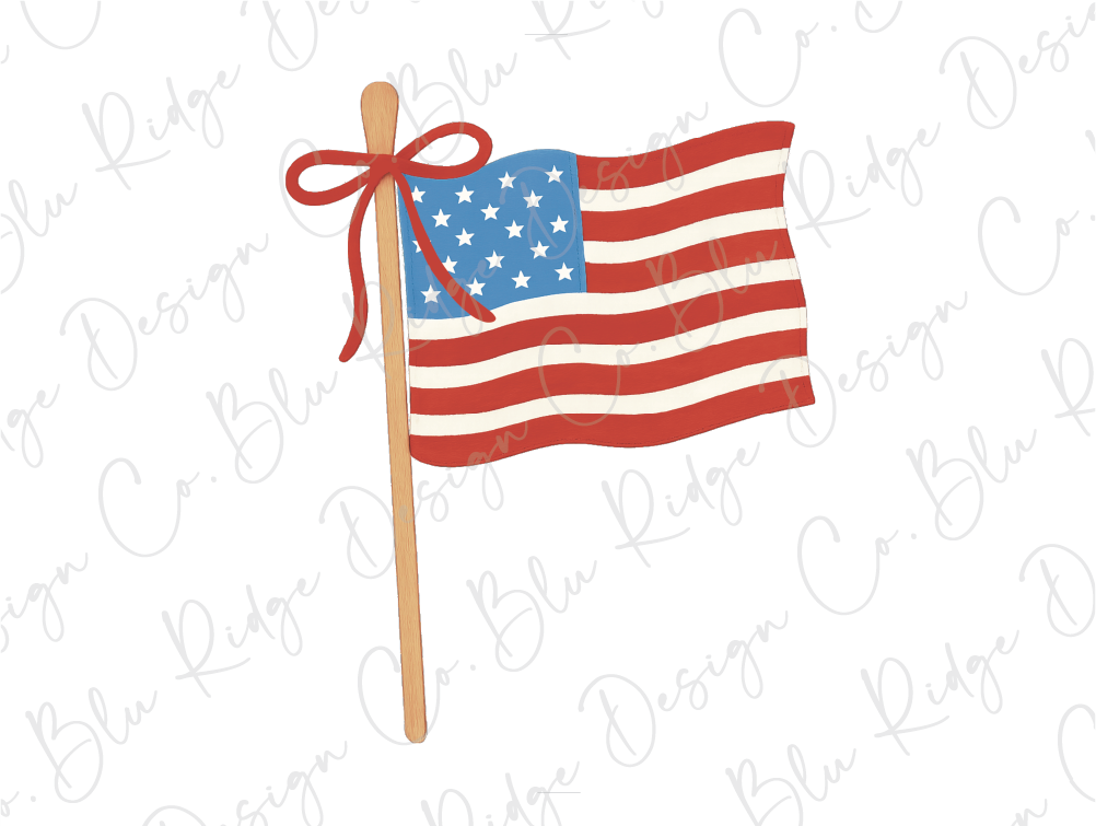 an american flag with a wooden stick sticking out of it