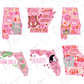 a picture of some pink stickers on a white background