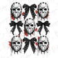 a group of masks with bow ties on them