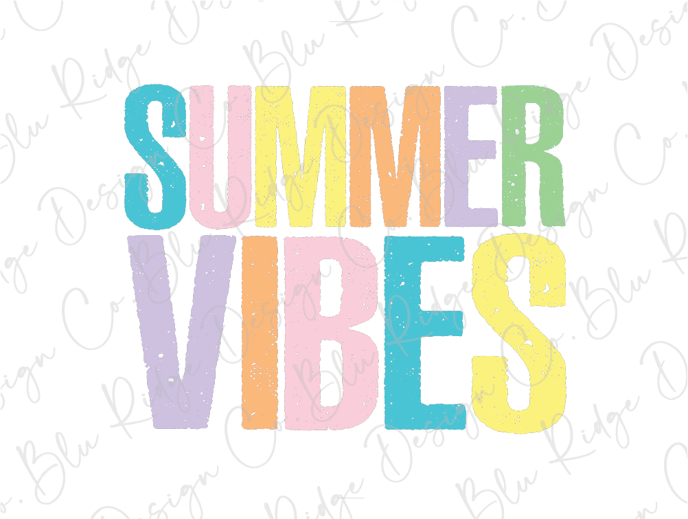 the words summer vibes written in multicolored letters