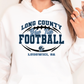 a woman wearing a white hoodie with a football on it