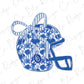 Blue Floral Football Helmet Graphic T-Shirt