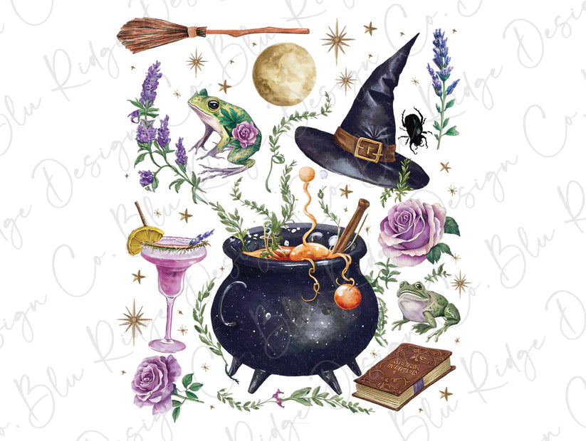 Halloween Witch Magic Collage Graphic T-Shirt
