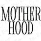 a black and white photo of the word motherhood
