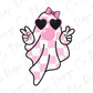 a pink and black octopus with heart shaped glasses