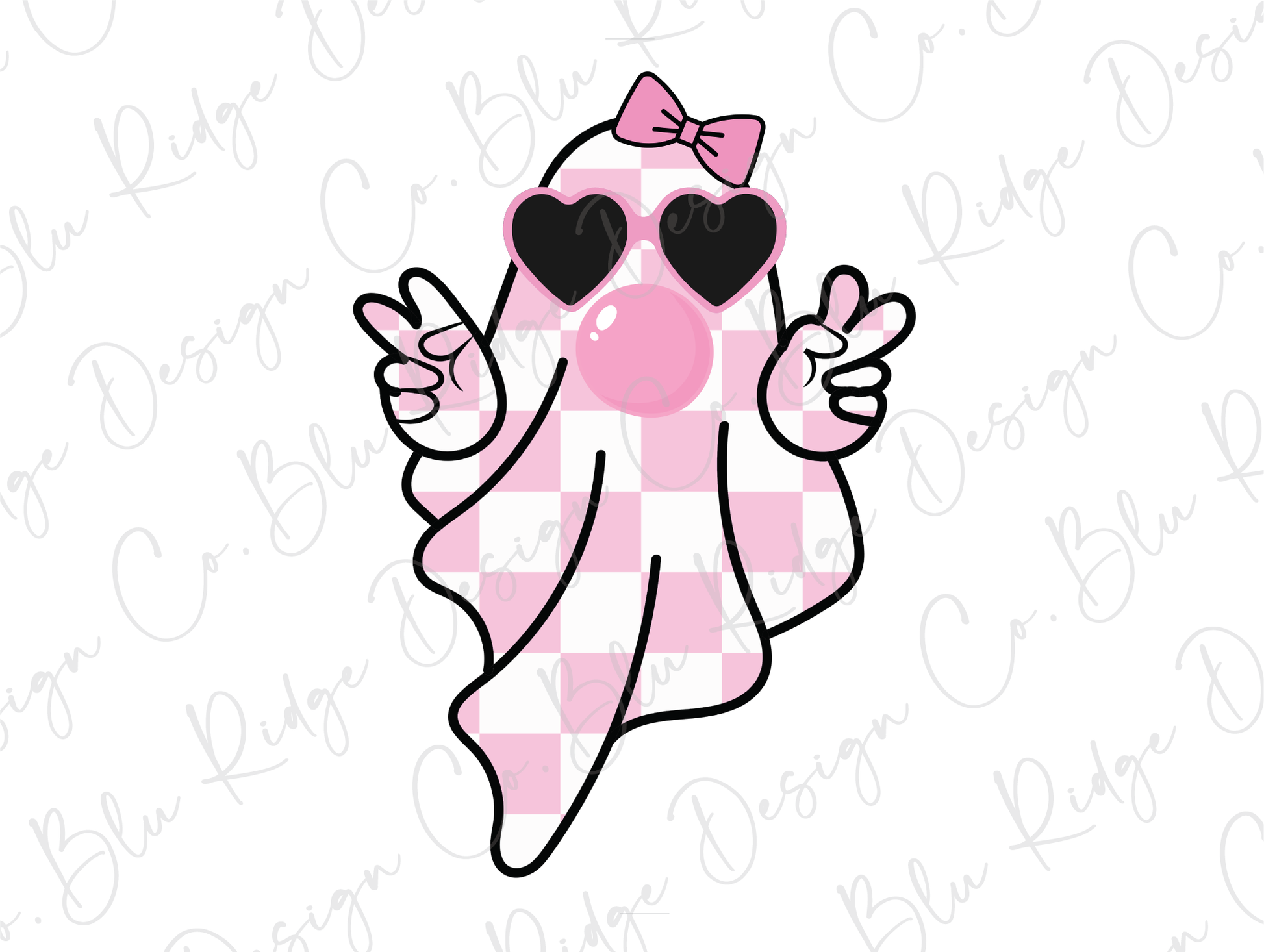 a pink and black octopus with heart shaped glasses