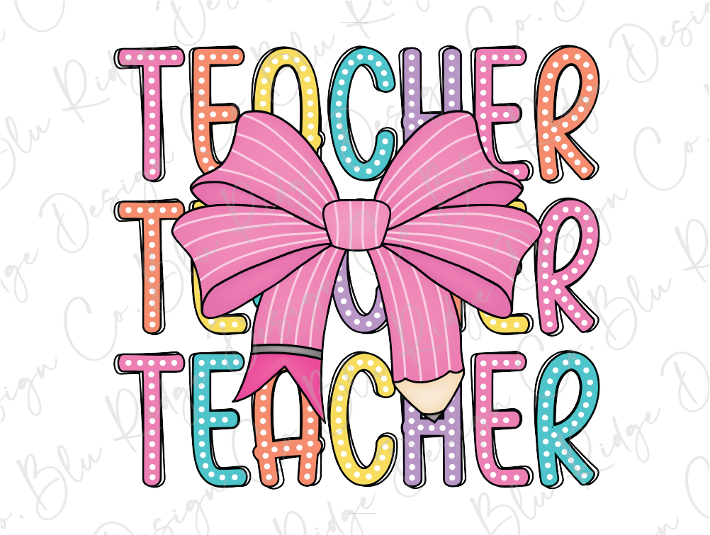 a teacher is wearing a pink bow