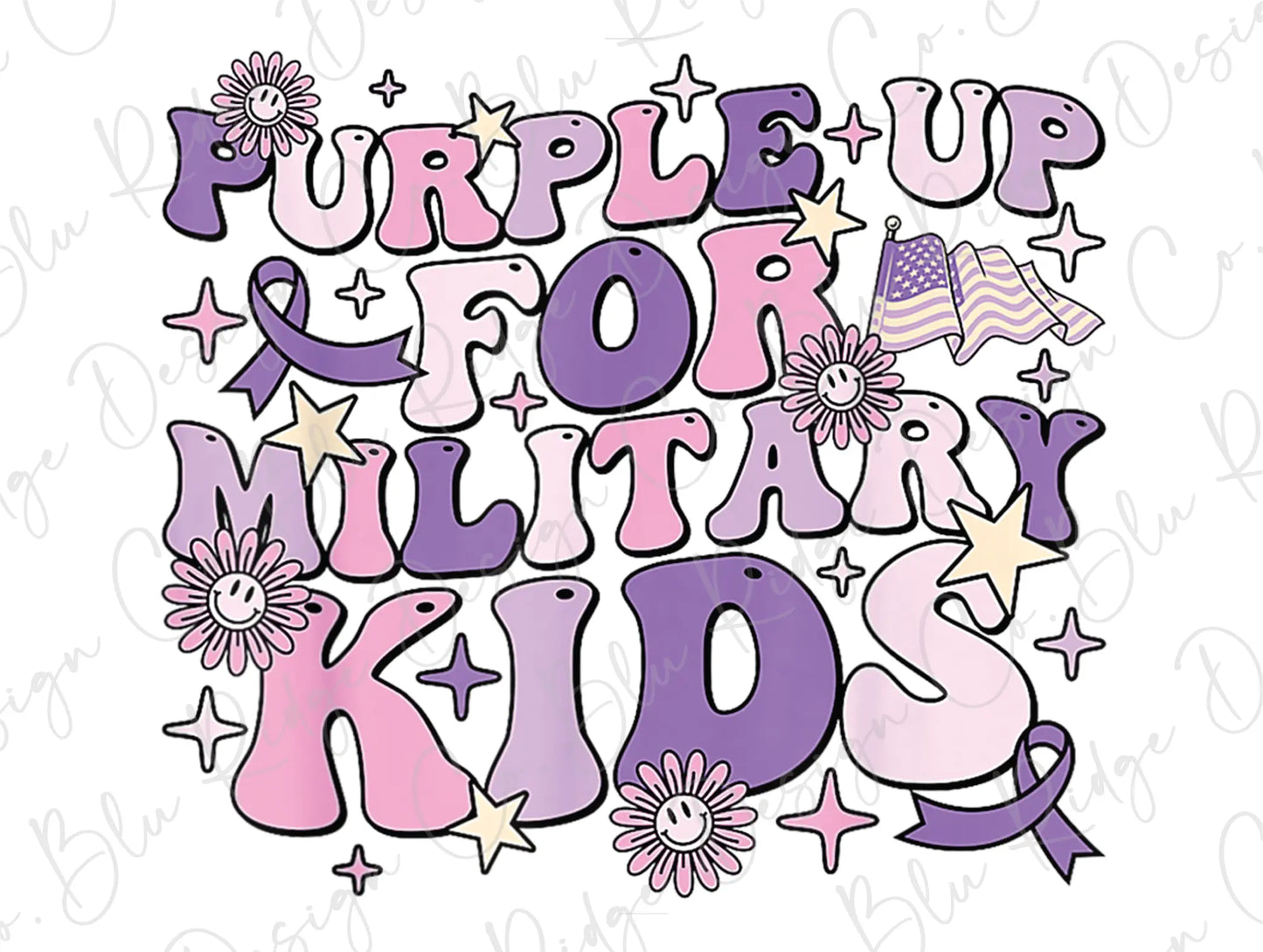 the words purple up for military kids