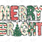 Merry and Bright Christmas Tree Graphic T-Shirt